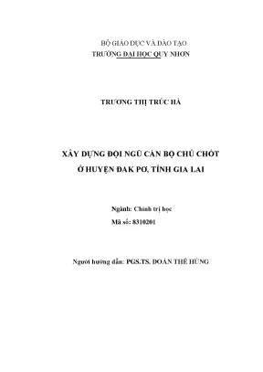 Xây Dựng Đội Ngũ Cán Bộ Chủ Chốt Tại Huyện Đak Pơ, Tỉnh