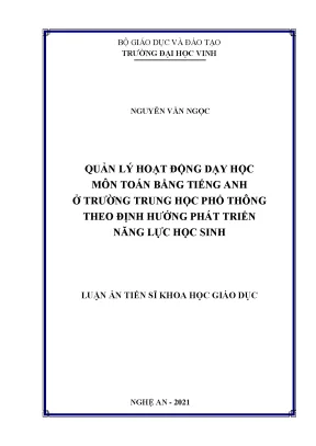 Quản Lý Dạy Học Môn Toán Bằng Tiếng Anh Tại Trường Trung
