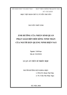 Ảnh Hưởng Của Nhân Sinh Quan Phật Giáo Đến Đời Sống Tinh