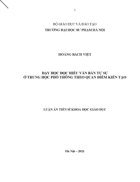 Dạy Học Đọc Hiểu Văn Bản Tự Sự Ở Trung Học Phổ Thông