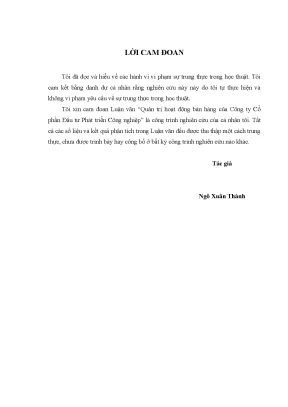 Quản Trị Hoạt Động Bán Hàng Tại Công Ty Cổ Phần Đầu Tư