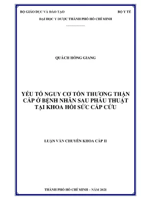 Yếu Tố Nguy Cơ Tổn Thương Thận Cấp Sau Phẫu Thuật: 