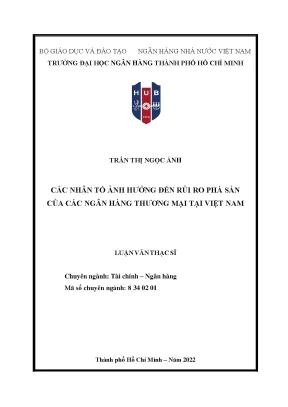 Những Nhân Tố Ảnh Hưởng Đến Rủi Ro Phá Sản Của Ngân Hàng