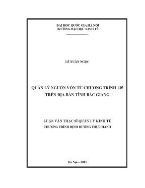 Quản Lý Nguồn Vốn Chương Trình 135 Tại Tỉnh Bắc Giang