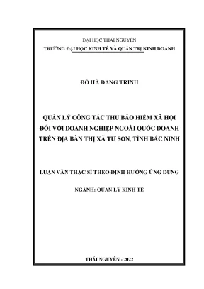 Quản Lý Thu Bảo Hiểm Xã Hội Đối Với Doanh Nghiệp Ngoài