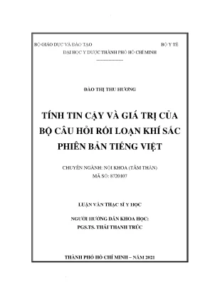 Tính Tin Cậy và Giá Trị của Bộ Câu Hỏi Rối Loạn Khí Sắc