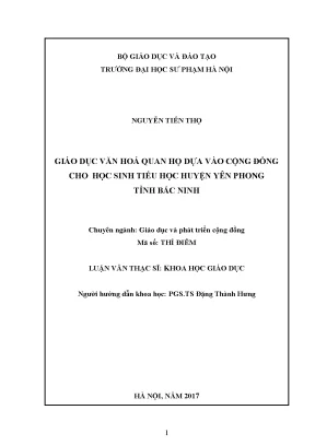 Giáo Dục Văn Hóa Quan Họ Dựa Vào Cộng Đồng Cho Học Sinh 