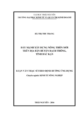 Đẩy Mạnh Xây Dựng Nông Thôn Mới Tại Huyện Bạch Thông,