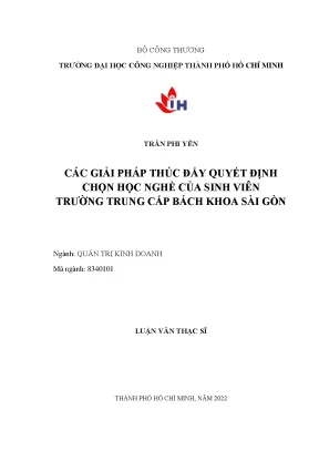 Giải Pháp Tăng Cường Quyết Định Chọn Nghề Của Sinh Viên