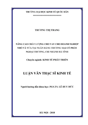 Nâng cao chất lượng cho vay doanh nghiệp nhỏ và vừa tại