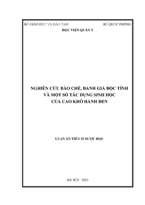Đánh Giá Độc Tính và Tác Dụng Sinh Học của Cao Khô Hành Đen