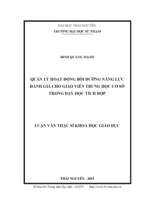 Quản Lý Hoạt Động Bồi Dưỡng Năng Lực Đánh Giá Cho Giáo