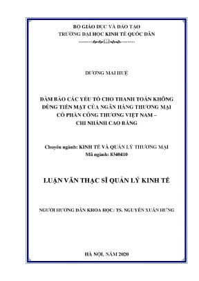 Đảm Bảo Các Yếu Tố Cho Thanh Toán Không Dùng Tiền Mặt