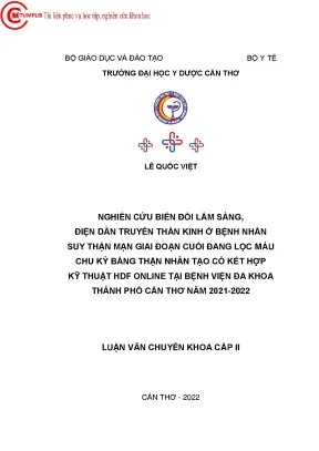 Nghiên Cứu Biến Đổi Lâm Sàng và Điện Dẫn Truyền Thần