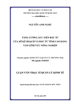 Tăng Cường Xúc Tiến Đầu Tư Nông Nghiệp Tại Cao Bằng