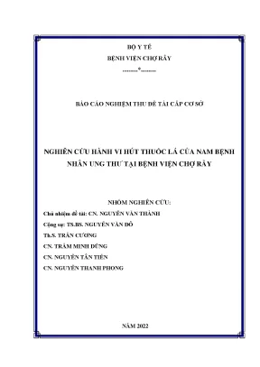 Nghiên Cứu Hành Vi Hút Thuốc Lá Của Nam Bệnh Nhân Ung