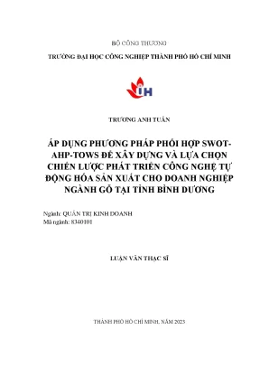 Chiến Lược Phát Triển Công Nghệ Tự Động Hóa Ngành Gỗ Tại