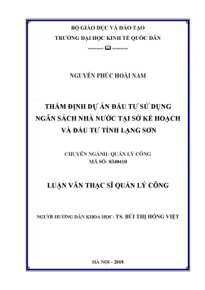 Thẩm định dự án đầu tư sử dụng ngân sách nhà nước tại sở kế hoạch và đầu tư tỉnh lạng sơn