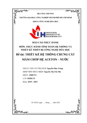 Thiết Kế Hệ Thống Chưng Cất Aceton – Nước Tại Trường Đại