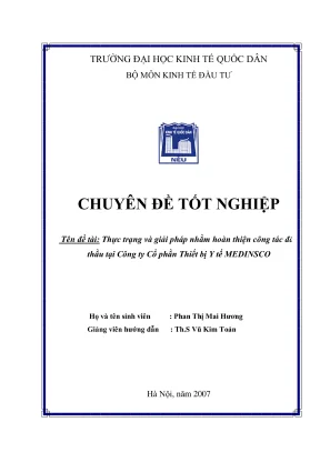 Giải Pháp Hoàn Thiện Công Tác Đấu Thầu Tại Công Ty MEDINSCO