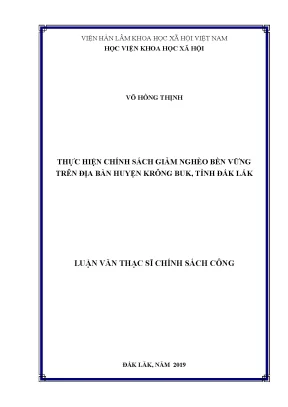 Chính Sách Giảm Nghèo Bền Vững Tại Huyện Krông Buk, Đắk Lắk