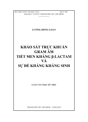 Khảo Sát Đề Kháng Kháng Sinh Của Trực Khuẩn Gram Âm Tiết
