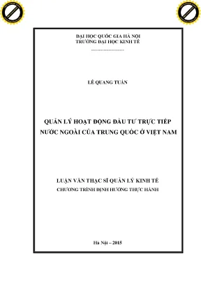 Quản Lý Đầu Tư Trực Tiếp Nước Ngoài Của Trung Quốc Tại