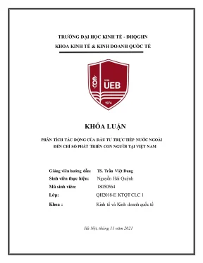 Tác Động Của Đầu Tư Trực Tiếp Nước Ngoài Đến Chỉ Số Phát