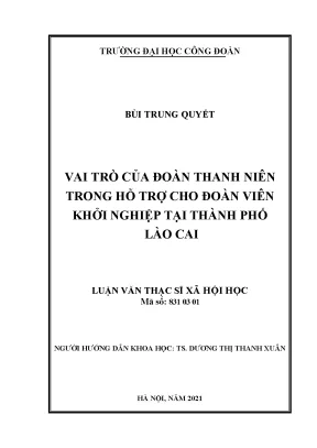 Vai Trò Của Đoàn Thanh Niên Trong Hỗ Trợ Khởi Nghiệp Tại