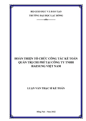 Hoàn thiện kế toán quản trị chi phí tại Công ty TNHH