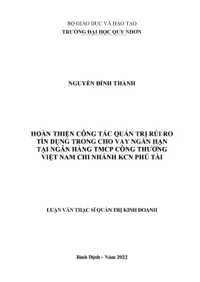 Hoàn thiện quản trị rủi ro tín dụng trong cho vay ngắn