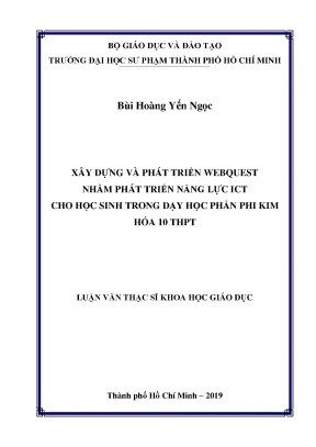 Phát Triển Năng Lực ICT Cho Học Sinh Qua WebQuest Trong 