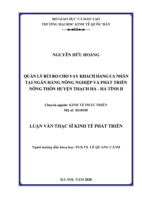 Quản Lý Rủi Ro Cho Vay Khách Hàng Cá Nhân Tại Ngân Hàng