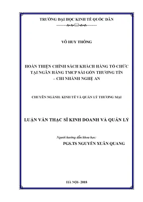 Hoàn thiện chính sách khách hàng tổ chức tại ngân hàng