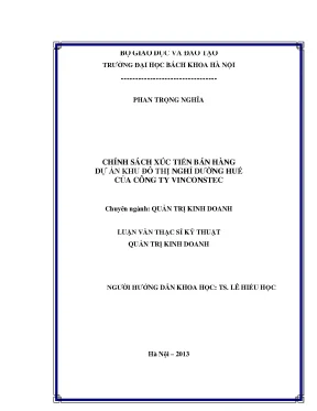 Chính Sách Xúc Tiến Bán Hàng Dự Án Khu Đô Thị Nghỉ Dưỡng