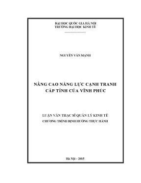 Nâng Cao Năng Lực Cạnh Tranh Cấp Tỉnh Vĩnh Phúc: Giải