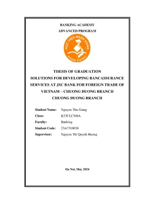 Giải pháp phát triển dịch vụ Bancassurance tại JSC Ngân 