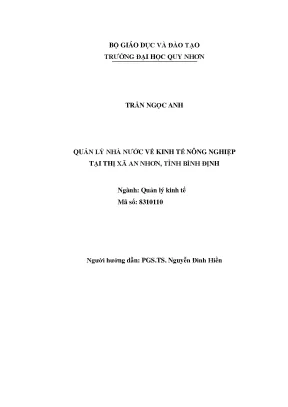 Quản Lý Nhà Nước Về Kinh Tế Nông Nghiệp Tại Thị Xã An