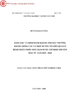 Nghiên Cứu Kháng Thể Bất Thường Kháng Hồng Cầu Ở Bệnh