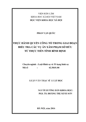 Thực Hành Quyền Công Tố Trong Điều Tra Vụ Án Xâm Phạm Sở