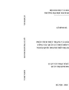 Phân Tích Quản Lý Thuế Đối Với Doanh Nghiệp Ngoài Quốc