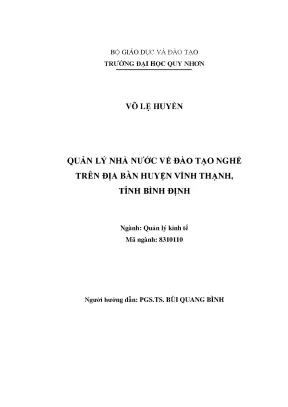 Quản Lý Nhà Nước Về Đào Tạo Nghề Tại Huyện Vĩnh Thạnh,
