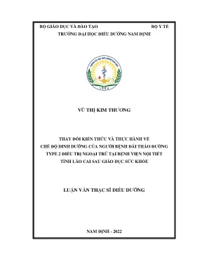 Cải Thiện Kiến Thức và Thực Hành Dinh Dưỡng cho Bệnh