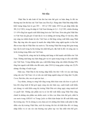 Thúc đẩy xuất khẩu nông sản Việt Nam sang Nhật Bản: Cơ