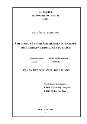 Ảnh Hưởng Của Hình Ảnh Điểm Đến Du Lịch Huế Đến Ý Định