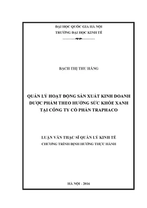Quản Lý Hoạt Động Sản Xuất Kinh Doanh Dược Phẩm Hướng