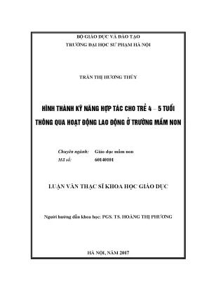 Kỹ Năng Hợp Tác Cho Trẻ 4-5 Tuổi Qua Hoạt Động Lao Động