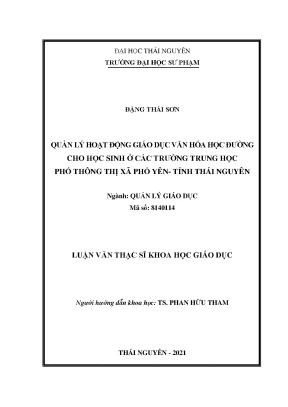 Quản Lý Hoạt Động Giáo Dục Văn Hóa Học Đường Cho Học