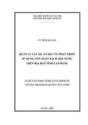 Quản lý các dự án đầu tư phát triển sử dụng vốn ngân sách nhà nước trên địa bàn tỉnh cao bằng