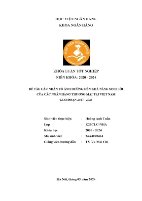 Những Nhân Tố Ảnh Hưởng Đến Khả Năng Sinh Lời Của Ngân